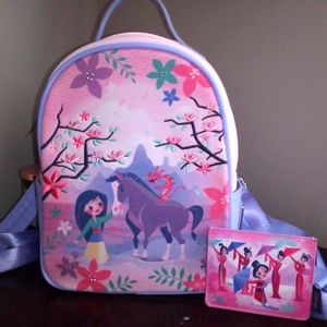 Mulan loungefly backpack and wallet
